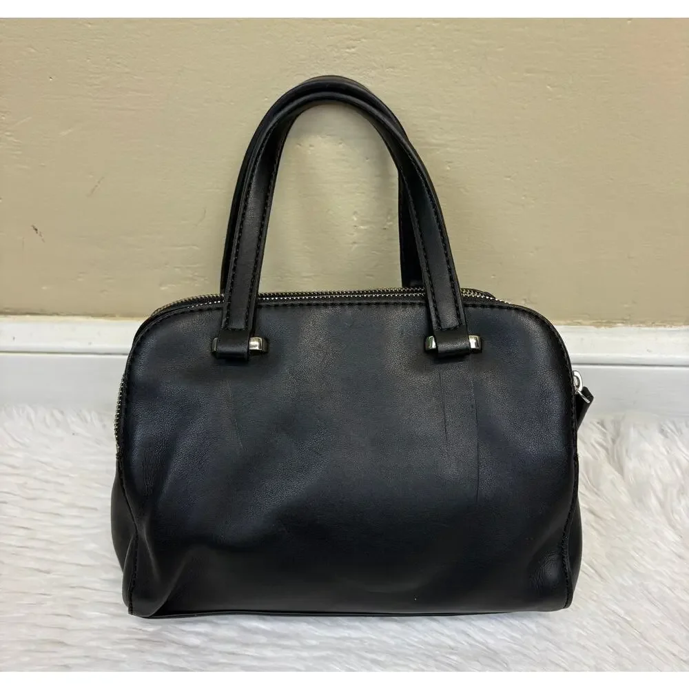 Guess Shawna Small Cali Black Leather Satchel Padlock Charm